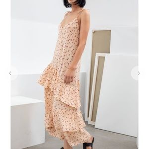 Ruffled shoulder tie maxi dress Clearance